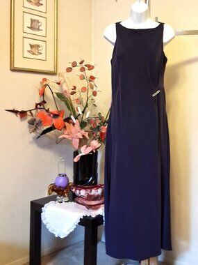 Vintage JNY Evening Gown - Elegant Retro Cocktail Purple Blue Dress 10